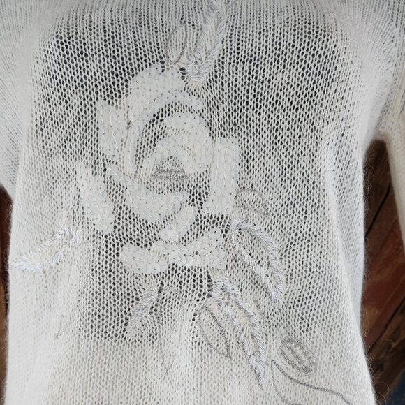 Piu Verona Made in Italy superkid mohair/ merino wool embroidered sequins Sweate - Picture 3 of 8